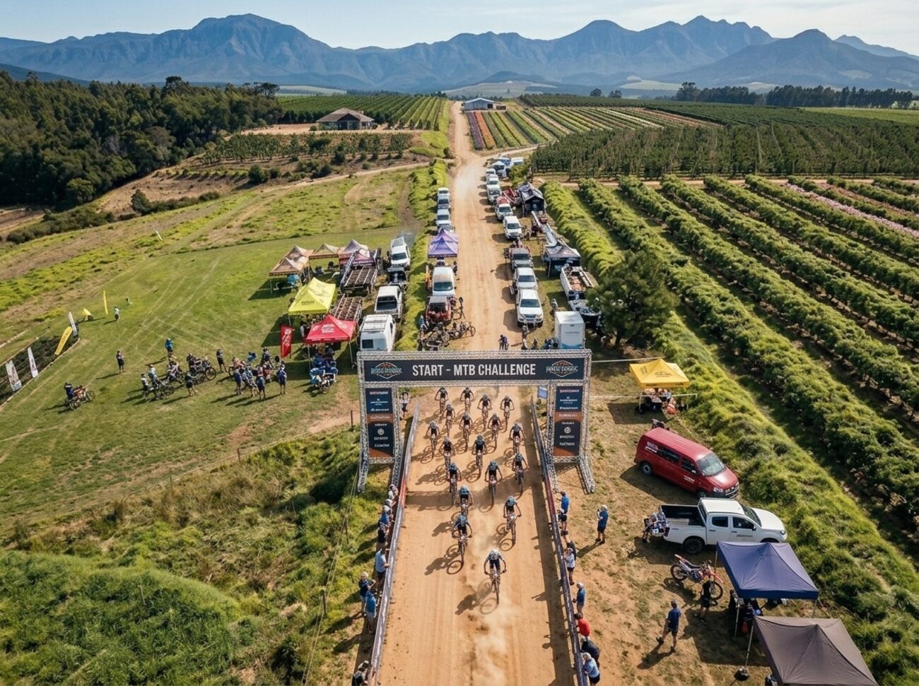 VanderFax flower farm with the Outeniqua Mountains