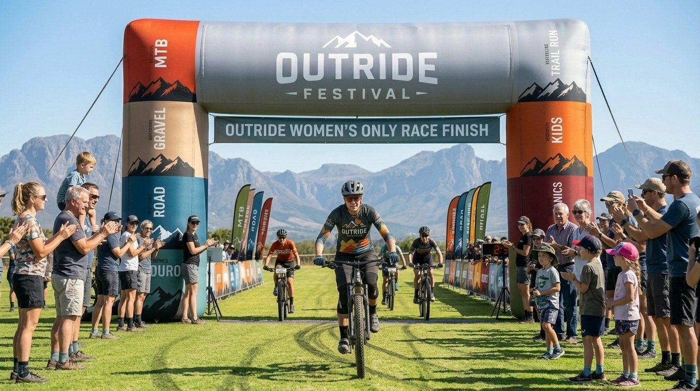Women’s-only race finish under the OutRide Festival arch