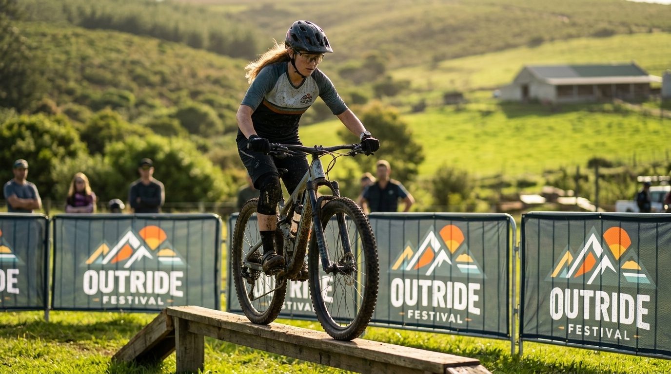 Woman riding the skills feature at OutRide Women